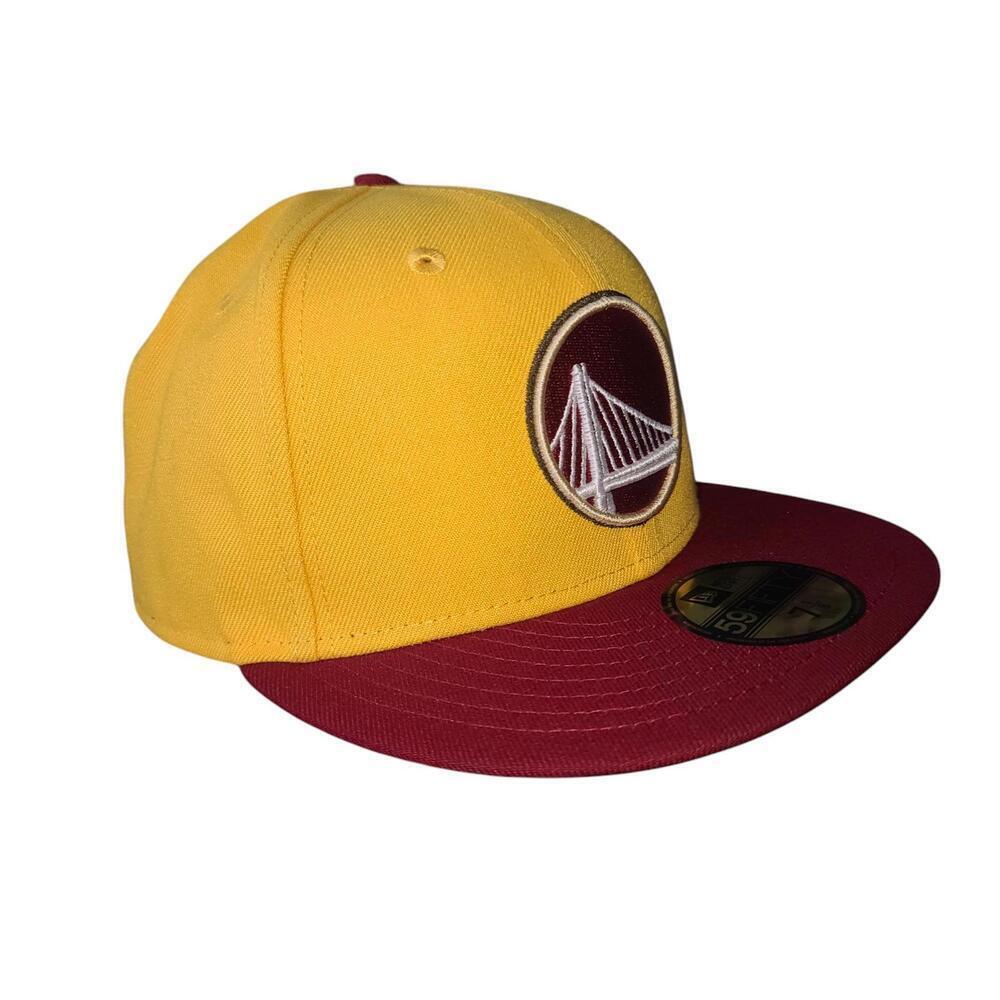 New Era Golden State Warriors Fitted Cap - Yellow & Maroon - Size 7 1/8 - Picture 6 of 9